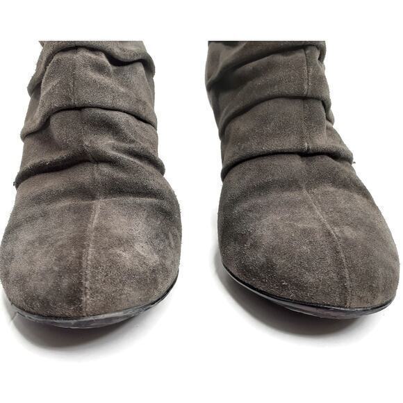 AQUATALIA Boots Heels Size‎ 6.5 Suede Pleated Patent Ankle Booties Gray - Picture 6 of 13